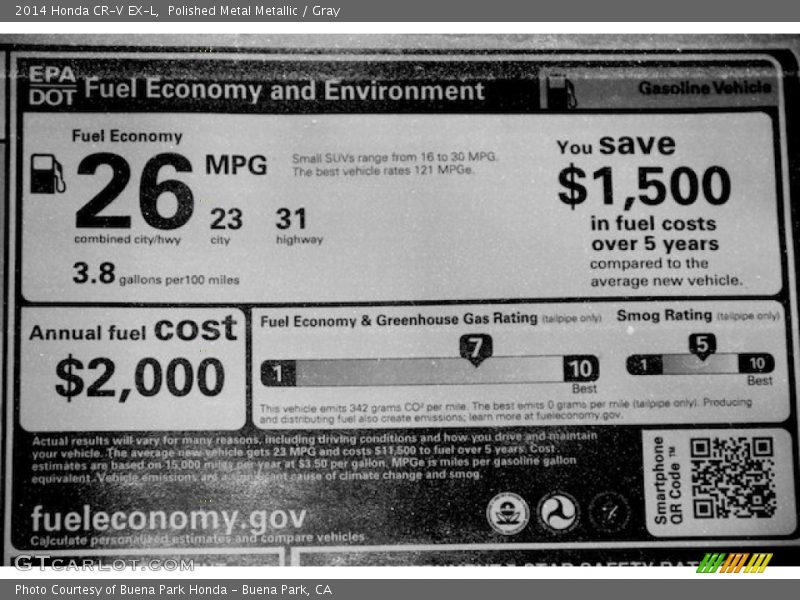 Polished Metal Metallic / Gray 2014 Honda CR-V EX-L