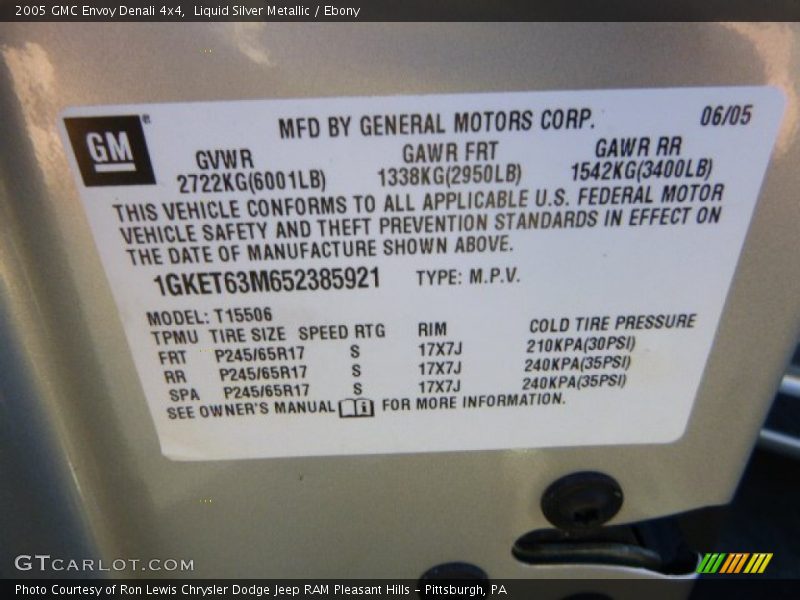Liquid Silver Metallic / Ebony 2005 GMC Envoy Denali 4x4