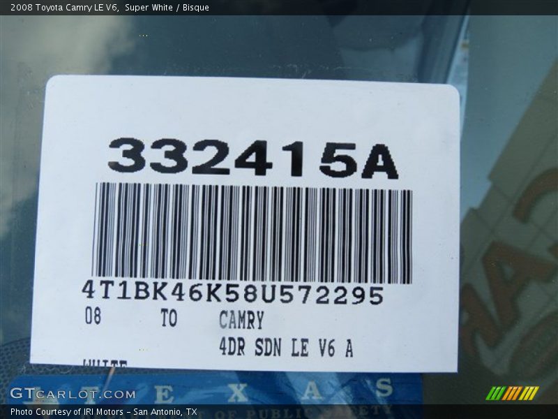 Super White / Bisque 2008 Toyota Camry LE V6