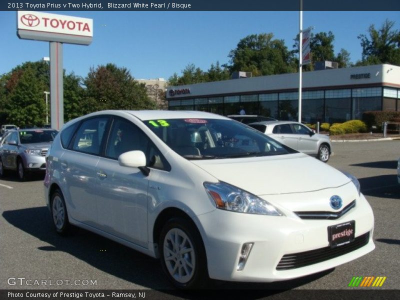 Blizzard White Pearl / Bisque 2013 Toyota Prius v Two Hybrid