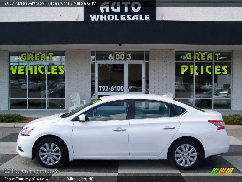 Aspen White / Marble Gray 2013 Nissan Sentra SV