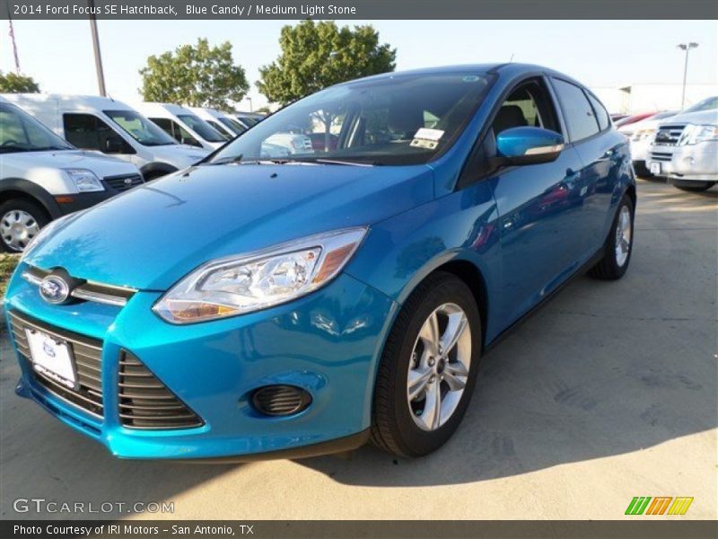 Blue Candy / Medium Light Stone 2014 Ford Focus SE Hatchback