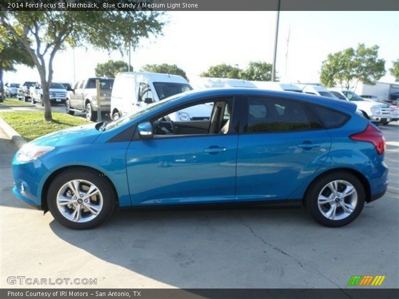 Blue Candy / Medium Light Stone 2014 Ford Focus SE Hatchback