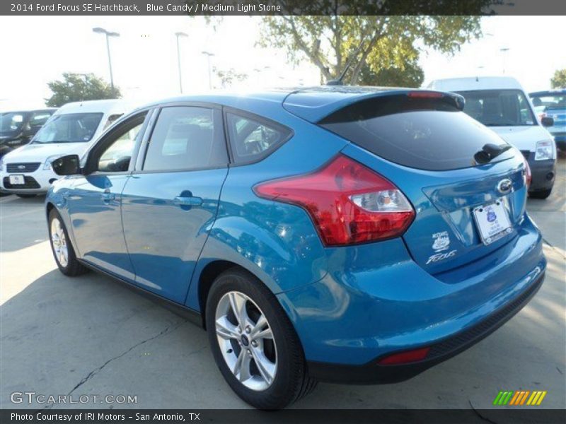 Blue Candy / Medium Light Stone 2014 Ford Focus SE Hatchback