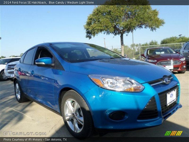 Blue Candy / Medium Light Stone 2014 Ford Focus SE Hatchback