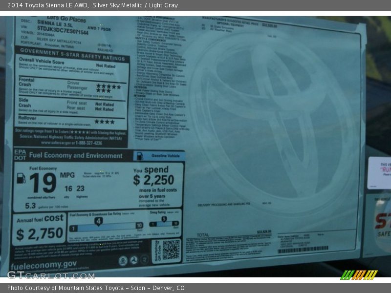 Silver Sky Metallic / Light Gray 2014 Toyota Sienna LE AWD