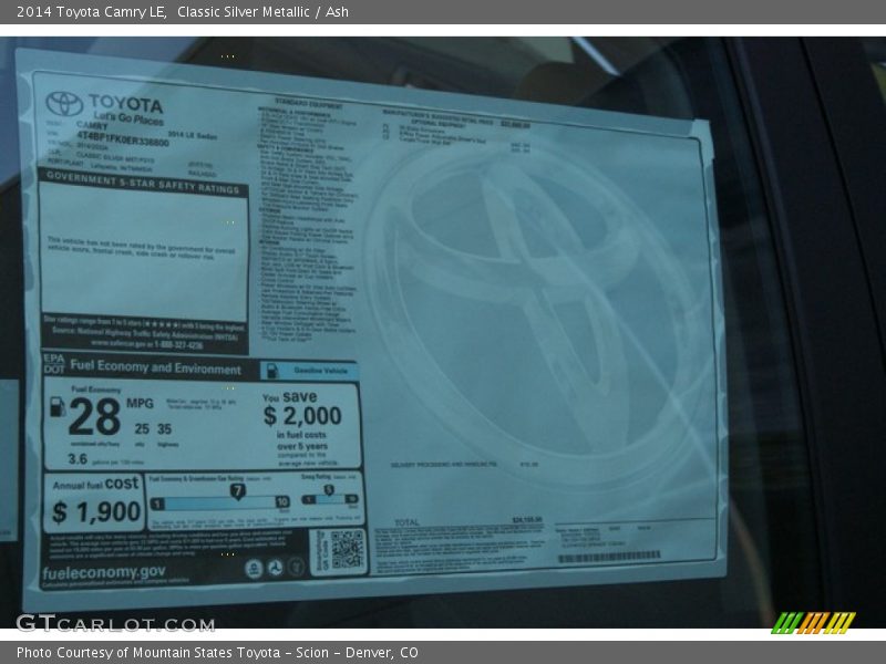 Classic Silver Metallic / Ash 2014 Toyota Camry LE