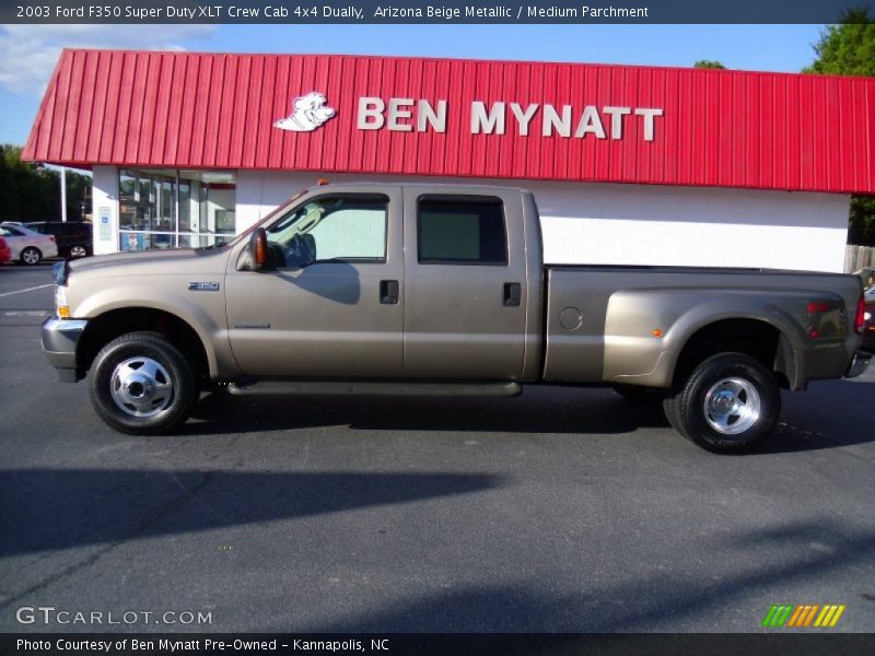 Arizona Beige Metallic / Medium Parchment 2003 Ford F350 Super Duty XLT Crew Cab 4x4 Dually