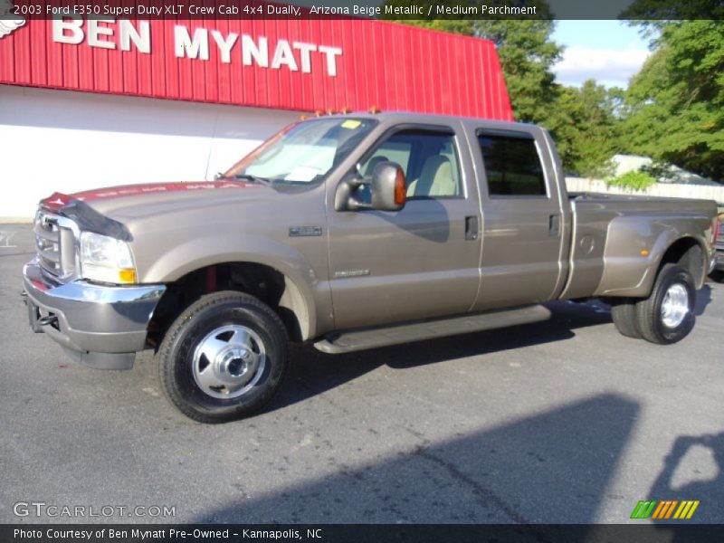 Arizona Beige Metallic / Medium Parchment 2003 Ford F350 Super Duty XLT Crew Cab 4x4 Dually