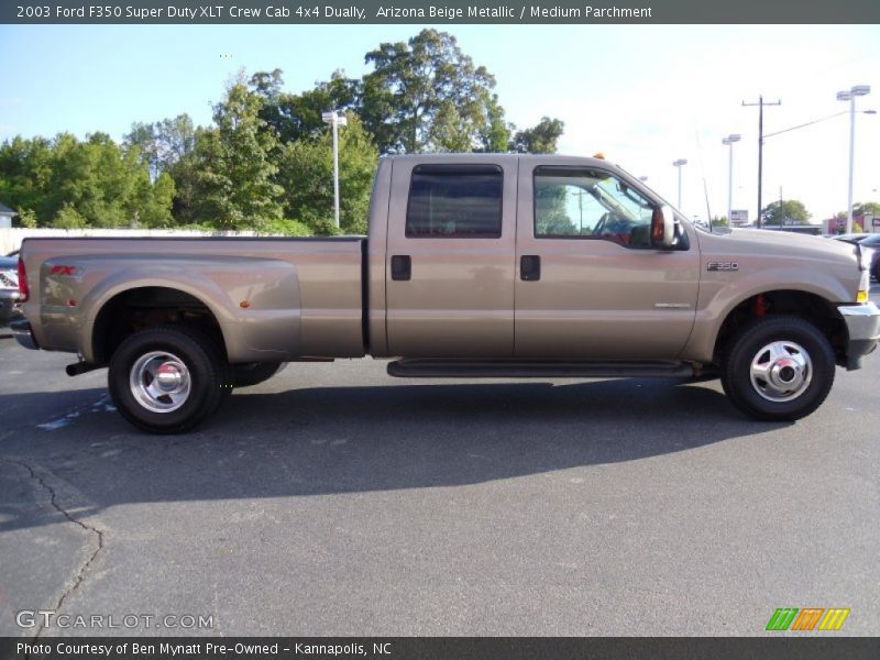 Arizona Beige Metallic / Medium Parchment 2003 Ford F350 Super Duty XLT Crew Cab 4x4 Dually