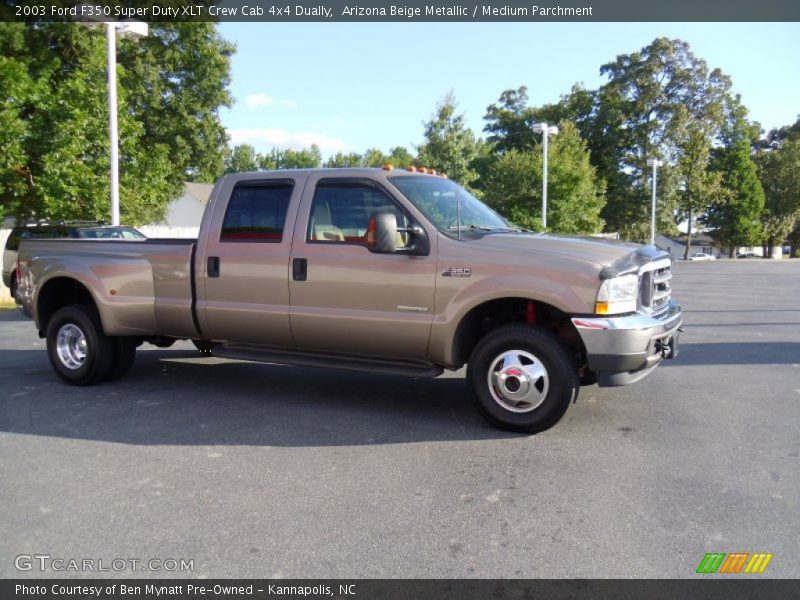 Arizona Beige Metallic / Medium Parchment 2003 Ford F350 Super Duty XLT Crew Cab 4x4 Dually