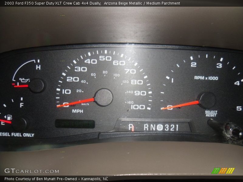 Arizona Beige Metallic / Medium Parchment 2003 Ford F350 Super Duty XLT Crew Cab 4x4 Dually
