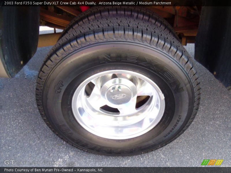 Arizona Beige Metallic / Medium Parchment 2003 Ford F350 Super Duty XLT Crew Cab 4x4 Dually