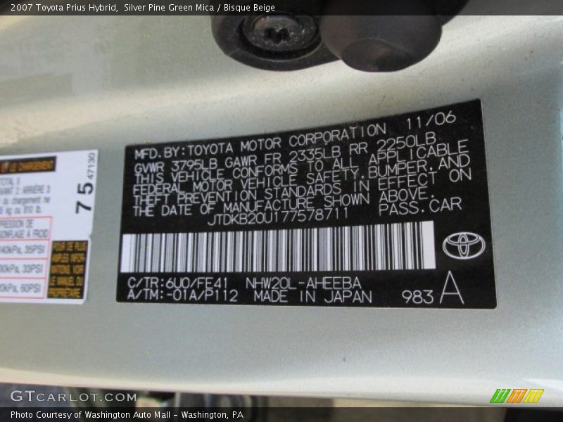Silver Pine Green Mica / Bisque Beige 2007 Toyota Prius Hybrid