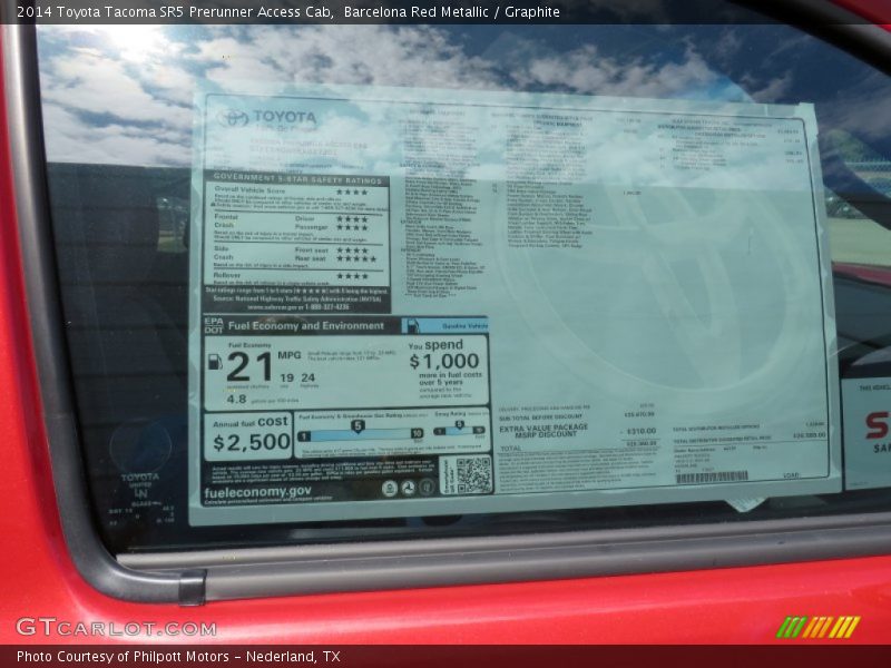  2014 Tacoma SR5 Prerunner Access Cab Window Sticker