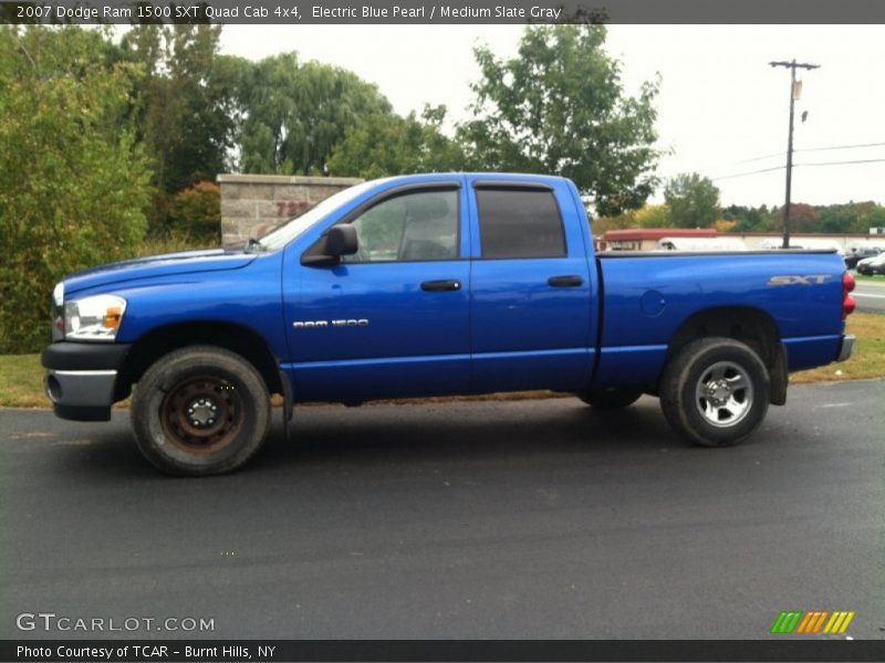 Electric Blue Pearl / Medium Slate Gray 2007 Dodge Ram 1500 SXT Quad Cab 4x4