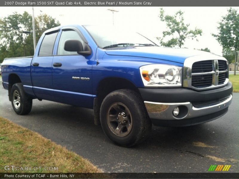 Electric Blue Pearl / Medium Slate Gray 2007 Dodge Ram 1500 SXT Quad Cab 4x4