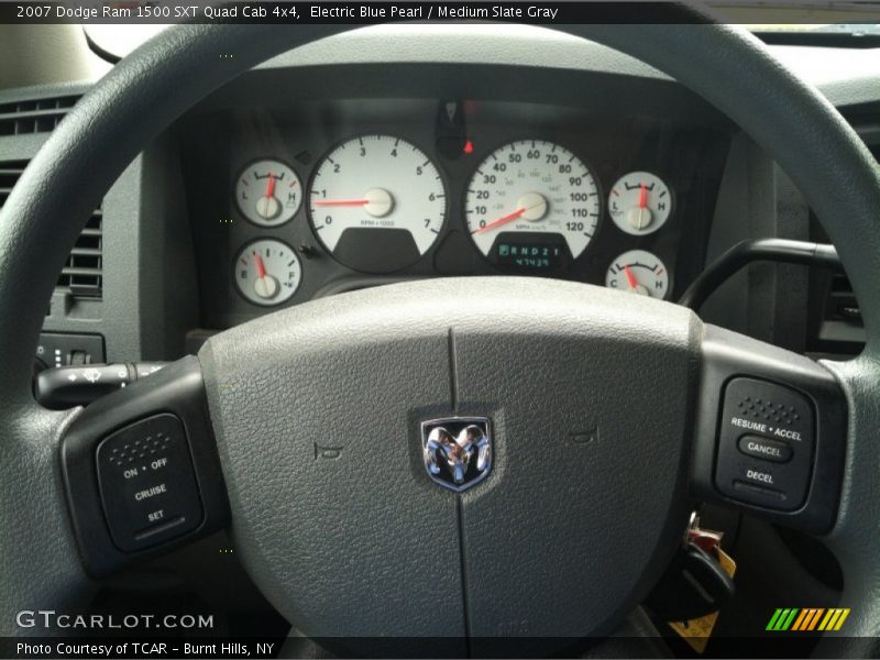 Electric Blue Pearl / Medium Slate Gray 2007 Dodge Ram 1500 SXT Quad Cab 4x4
