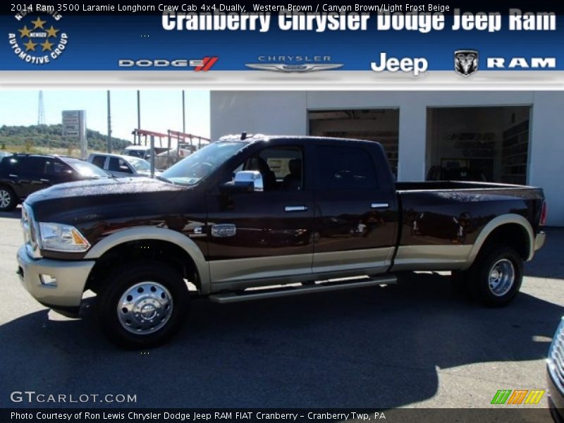 Western Brown / Canyon Brown/Light Frost Beige 2014 Ram 3500 Laramie Longhorn Crew Cab 4x4 Dually