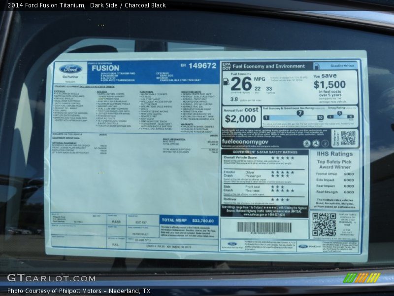Dark Side / Charcoal Black 2014 Ford Fusion Titanium