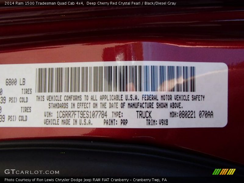 Deep Cherry Red Crystal Pearl / Black/Diesel Gray 2014 Ram 1500 Tradesman Quad Cab 4x4