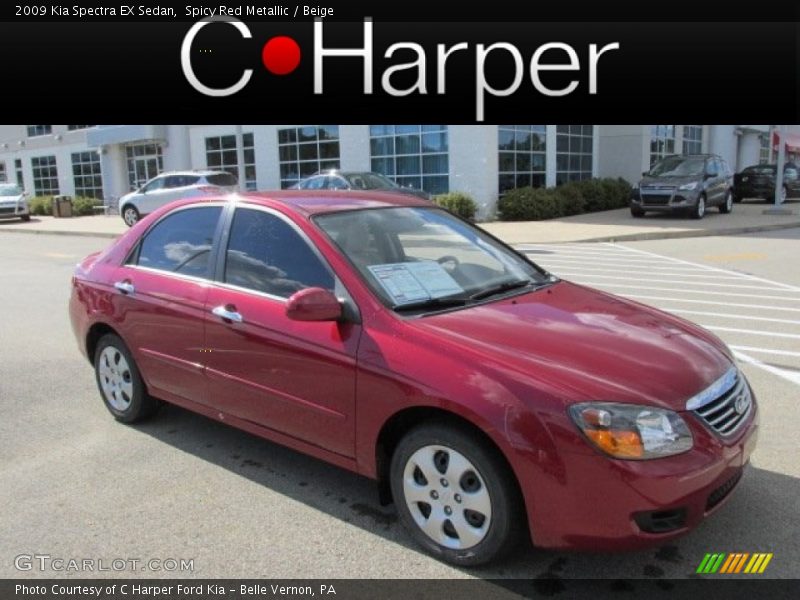 Spicy Red Metallic / Beige 2009 Kia Spectra EX Sedan