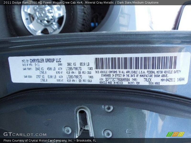 Mineral Gray Metallic / Dark Slate/Medium Graystone 2011 Dodge Ram 2500 HD Power Wagon Crew Cab 4x4