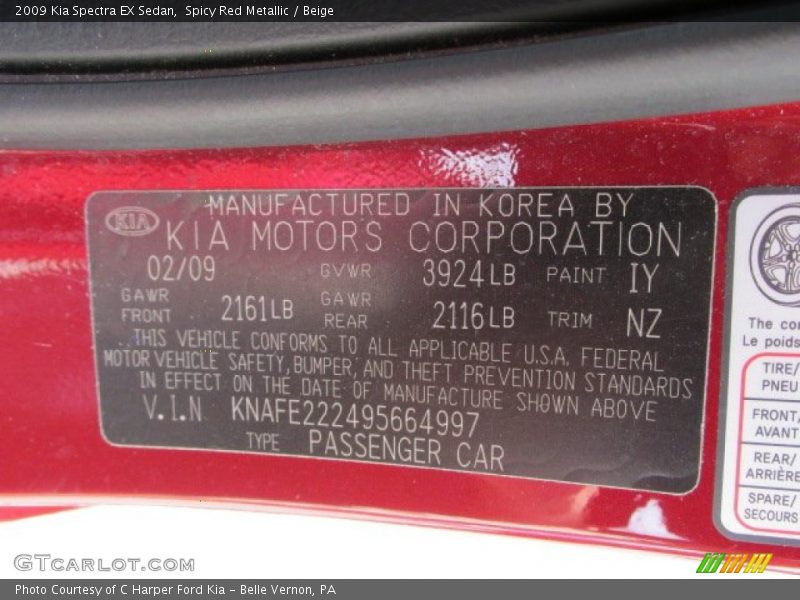 Spicy Red Metallic / Beige 2009 Kia Spectra EX Sedan