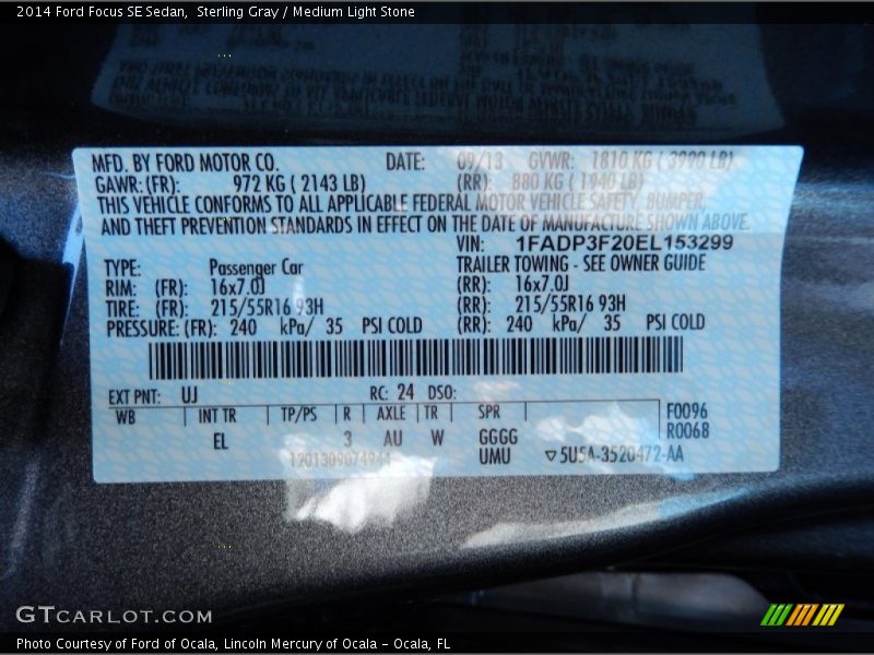 Sterling Gray / Medium Light Stone 2014 Ford Focus SE Sedan