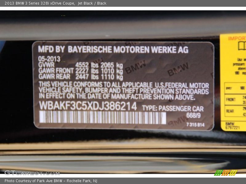 Jet Black / Black 2013 BMW 3 Series 328i xDrive Coupe