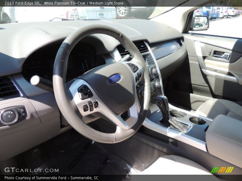 White Platinum Tri-Coat / Medium Light Stone 2013 Ford Edge SEL