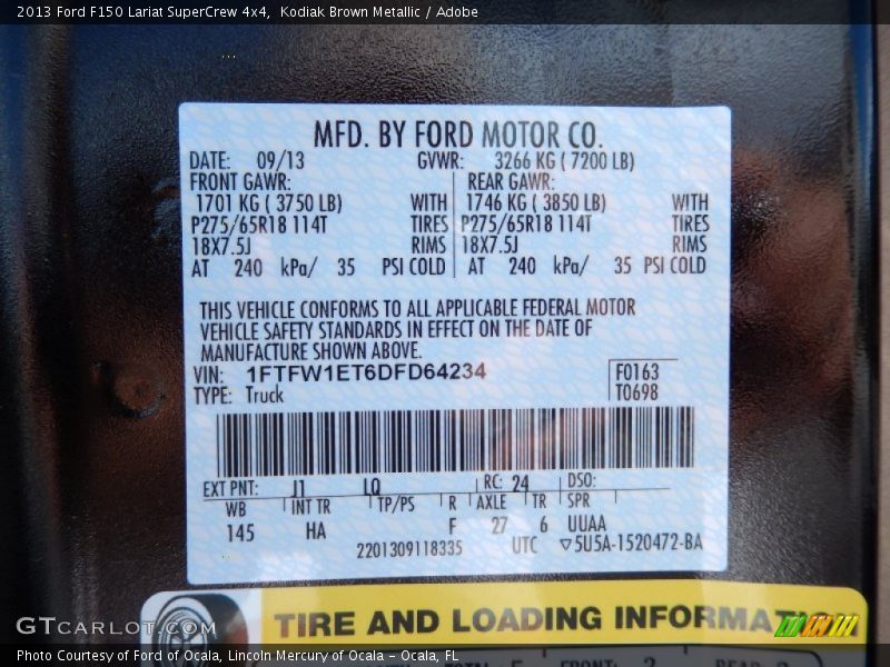 Kodiak Brown Metallic / Adobe 2013 Ford F150 Lariat SuperCrew 4x4