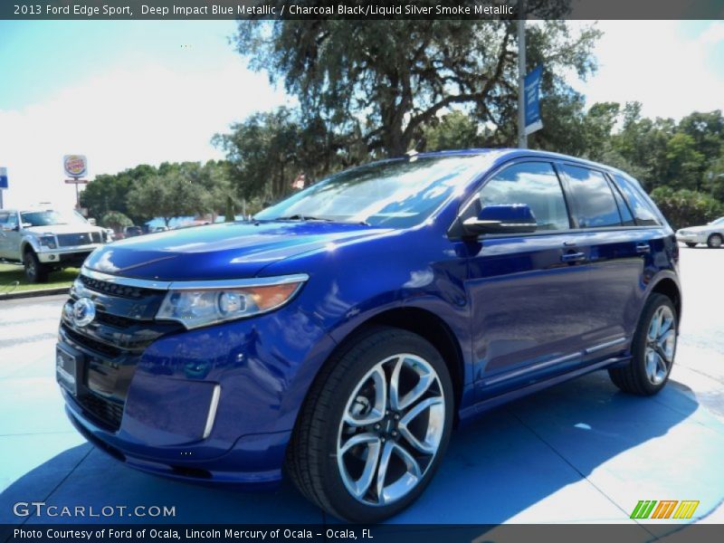 Deep Impact Blue Metallic / Charcoal Black/Liquid Silver Smoke Metallic 2013 Ford Edge Sport