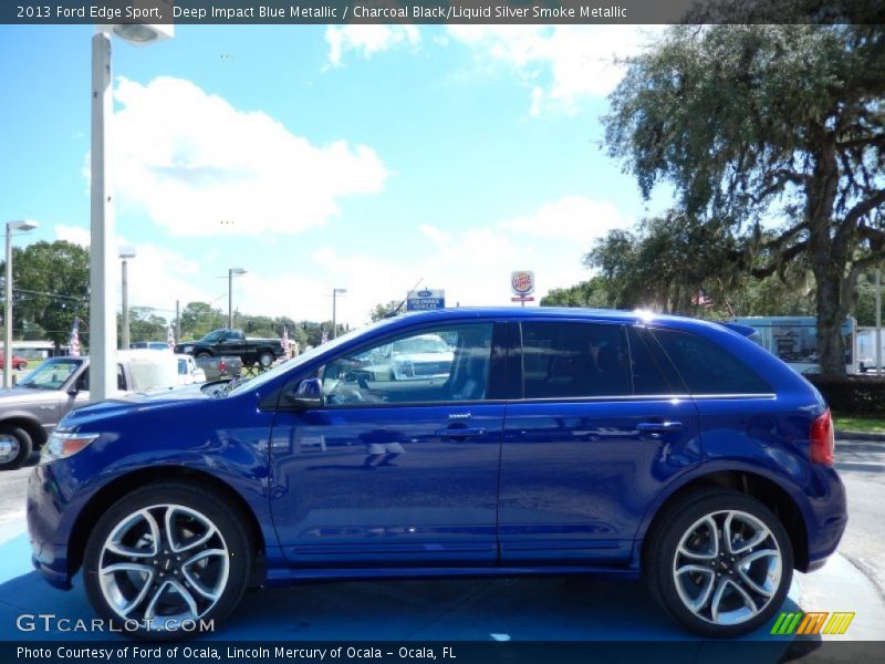 Deep Impact Blue Metallic / Charcoal Black/Liquid Silver Smoke Metallic 2013 Ford Edge Sport