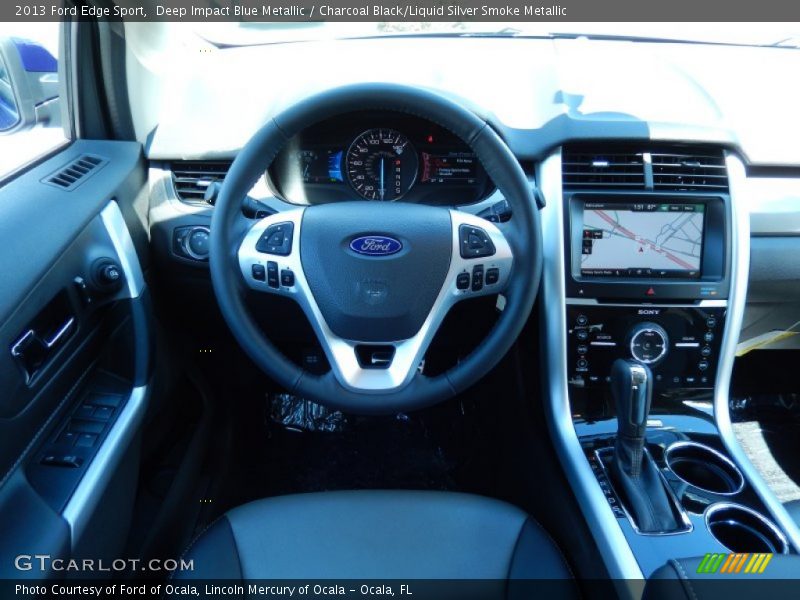 Deep Impact Blue Metallic / Charcoal Black/Liquid Silver Smoke Metallic 2013 Ford Edge Sport