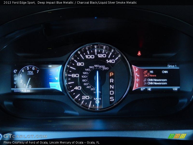 Deep Impact Blue Metallic / Charcoal Black/Liquid Silver Smoke Metallic 2013 Ford Edge Sport