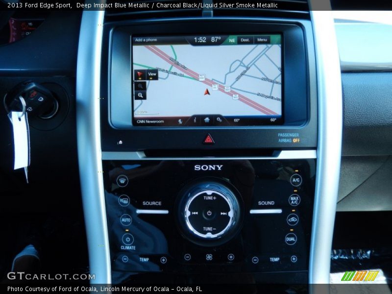 Deep Impact Blue Metallic / Charcoal Black/Liquid Silver Smoke Metallic 2013 Ford Edge Sport