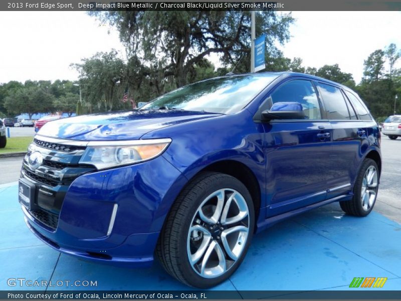 Deep Impact Blue Metallic / Charcoal Black/Liquid Silver Smoke Metallic 2013 Ford Edge Sport