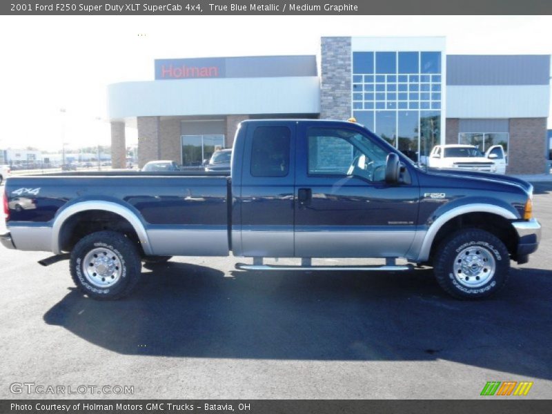 True Blue Metallic / Medium Graphite 2001 Ford F250 Super Duty XLT SuperCab 4x4