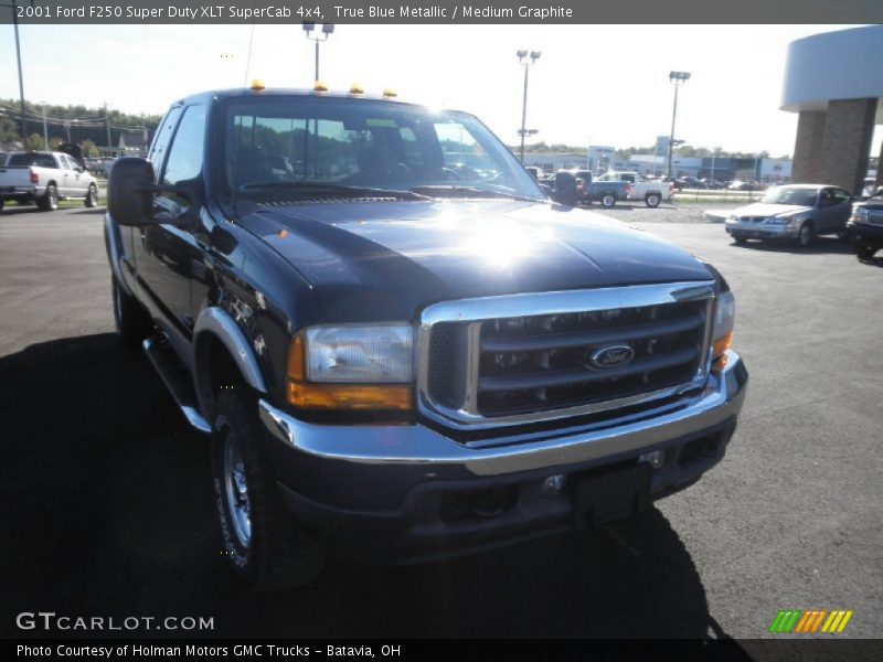 True Blue Metallic / Medium Graphite 2001 Ford F250 Super Duty XLT SuperCab 4x4