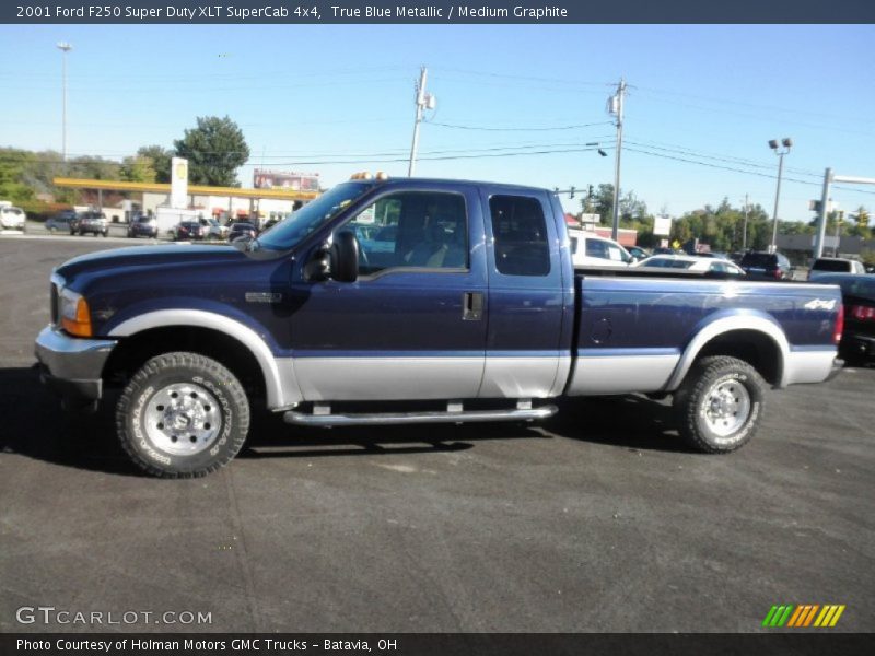 True Blue Metallic / Medium Graphite 2001 Ford F250 Super Duty XLT SuperCab 4x4