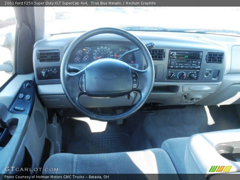 True Blue Metallic / Medium Graphite 2001 Ford F250 Super Duty XLT SuperCab 4x4