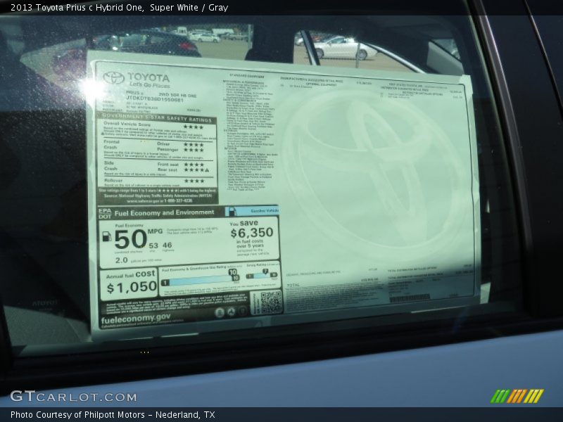 Super White / Gray 2013 Toyota Prius c Hybrid One