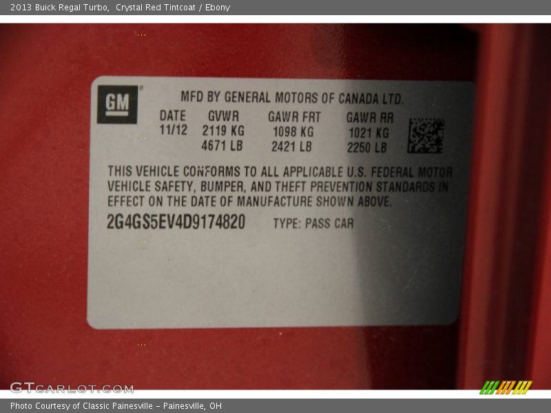 Crystal Red Tintcoat / Ebony 2013 Buick Regal Turbo