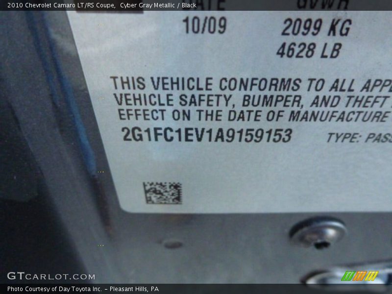 Cyber Gray Metallic / Black 2010 Chevrolet Camaro LT/RS Coupe