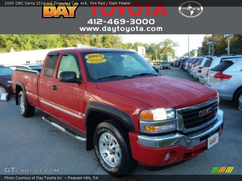 Fire Red / Dark Pewter 2005 GMC Sierra 1500 SLE Extended Cab 4x4