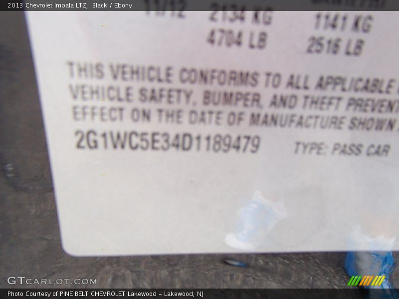 Black / Ebony 2013 Chevrolet Impala LTZ
