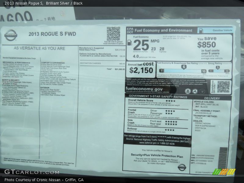Brilliant Silver / Black 2013 Nissan Rogue S