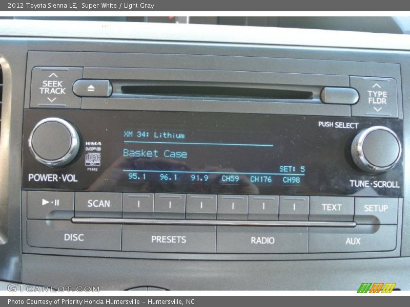 Super White / Light Gray 2012 Toyota Sienna LE