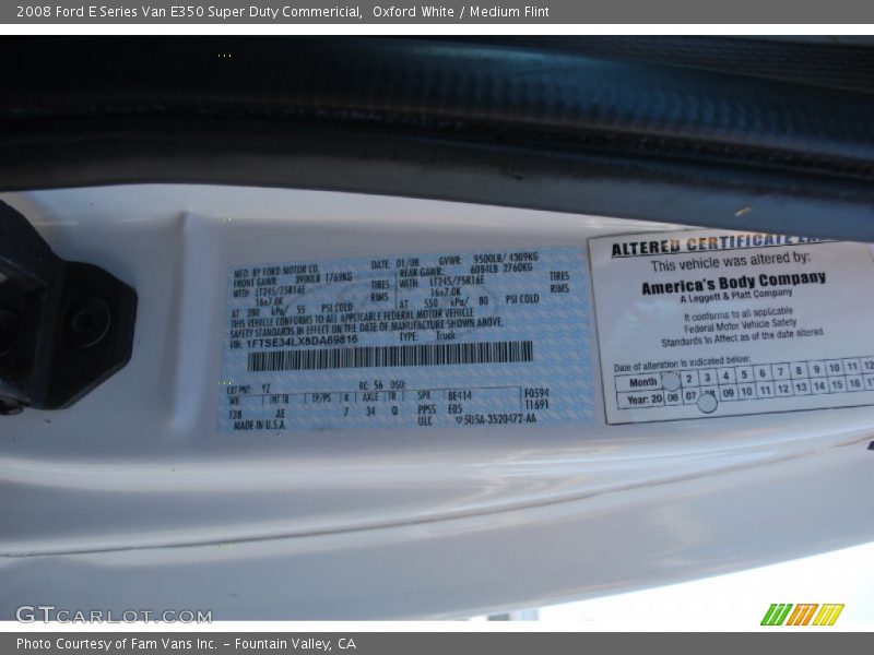 Oxford White / Medium Flint 2008 Ford E Series Van E350 Super Duty Commericial